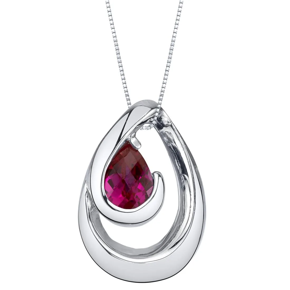 Oravo Oravo Created Ruby Sterling Silver Wave Pendant Necklace 18" .925 — product photo