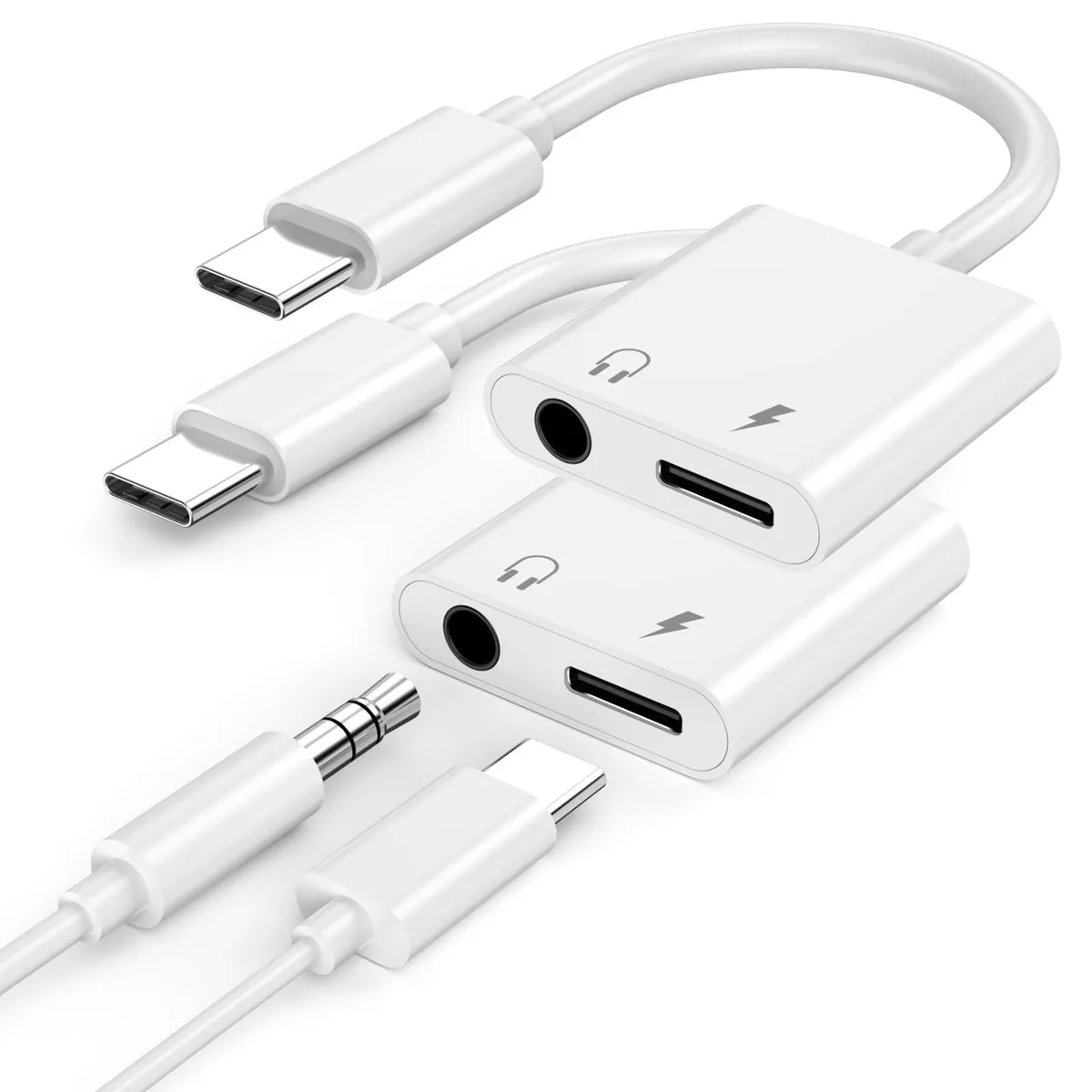  PLANTRONICS SKFASTC-US169 USB-C to 3.5mm Audio + Charging Adapter (2-pack) — product photo
