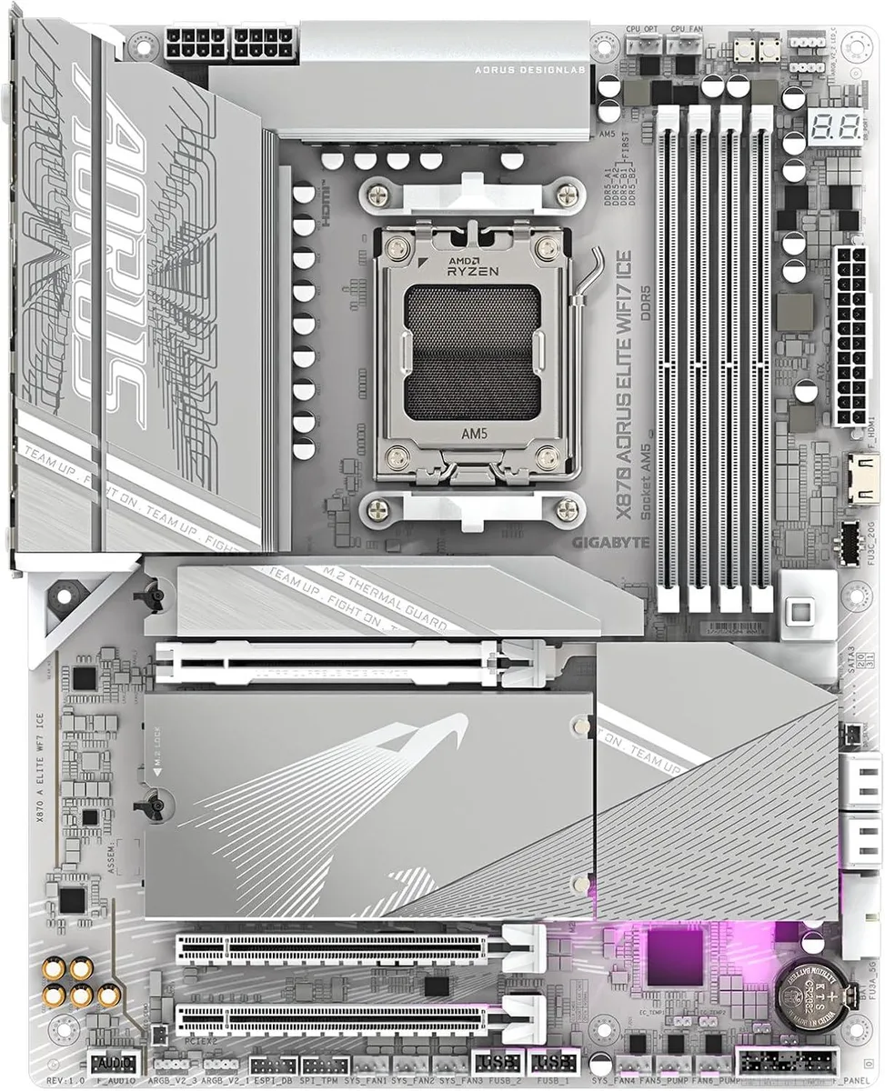 GIGABYTE GIGABYTE X870 A ELITE WIFI7 ICE AMD motherboard — product photo