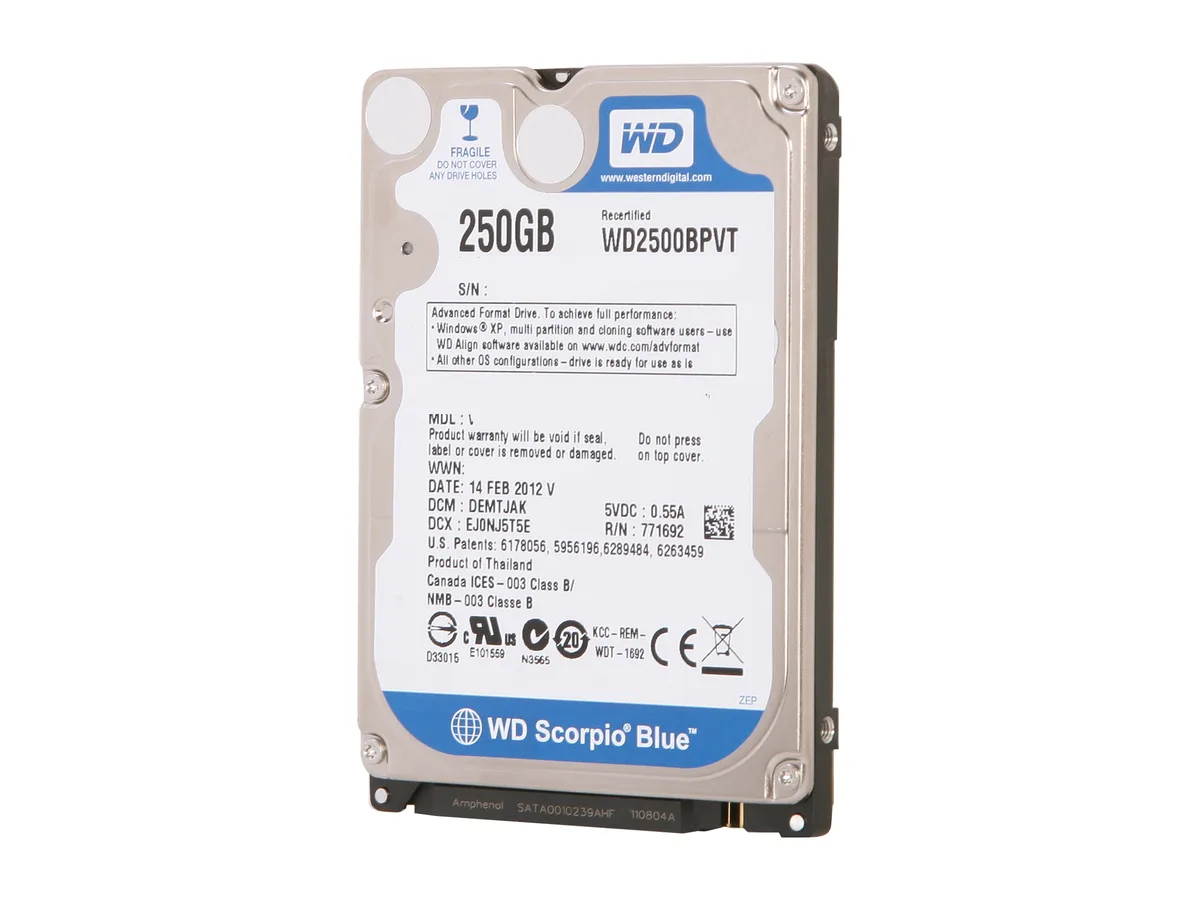 Western Digital Western Digital WD2500BPVT 250GB 5400 RPM 8MB Cache SATA 3.0Gb/s 2.5" laptop hard drive — product photo