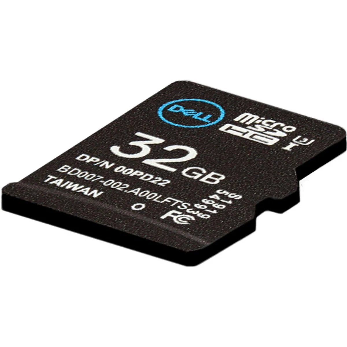 Small rectangular microSD card with Dell branding