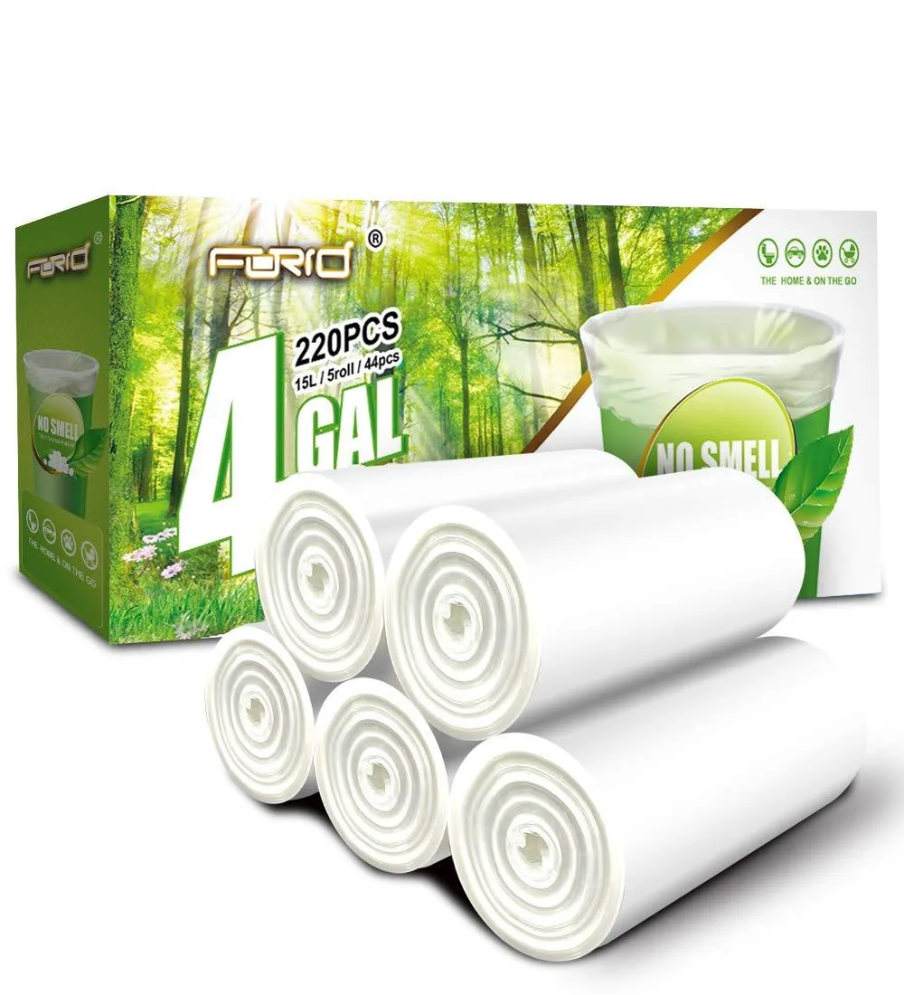 Clear plastic trash bags on a roll, 220 count
