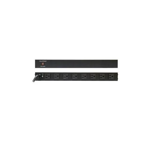 Black 1U rackmount power strip with eight outlets