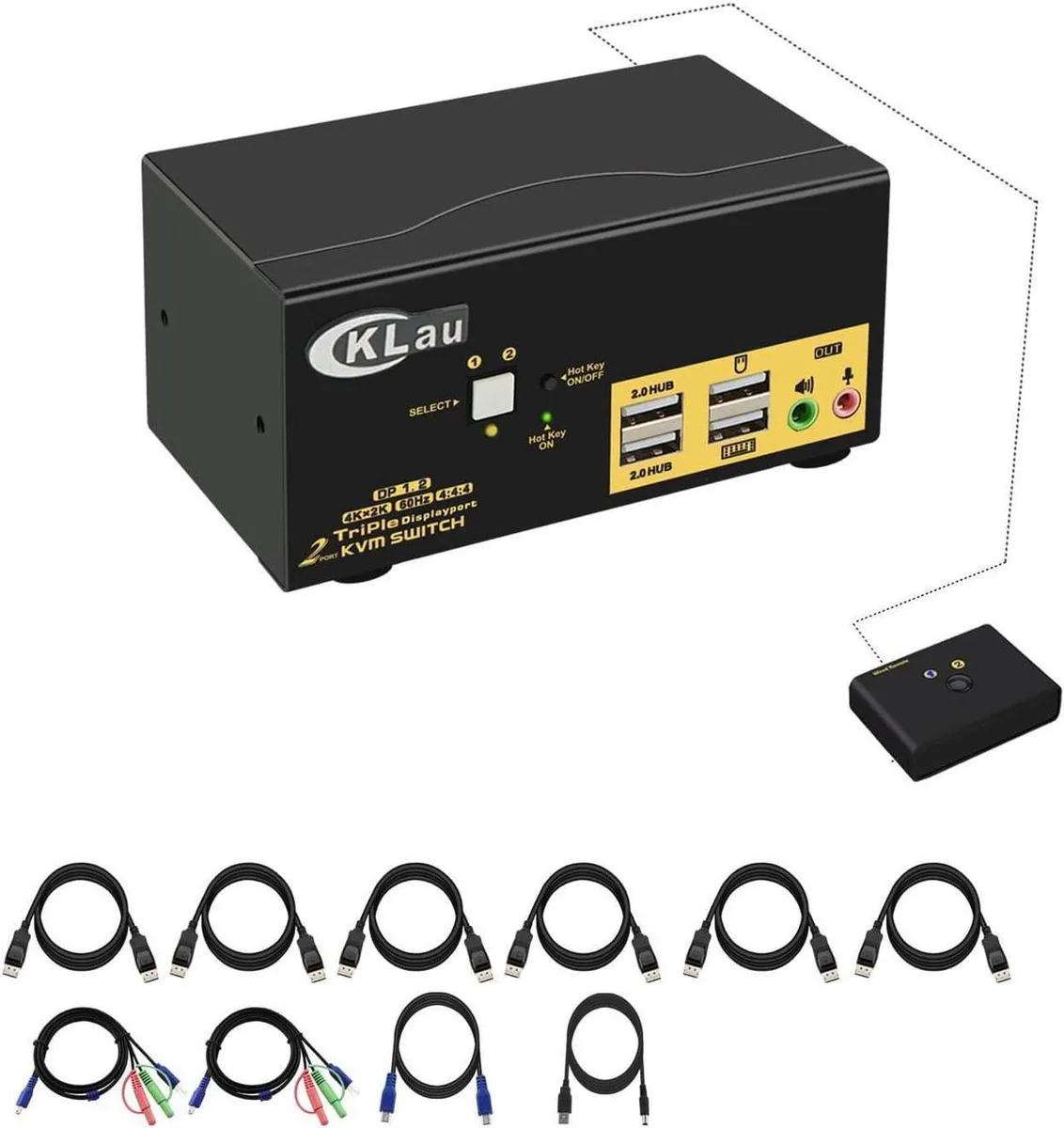 Vszerda Vszerda Dual Port Triple Monitor KVM Switch DP 1.2 4096x2160@60Hz — product photo