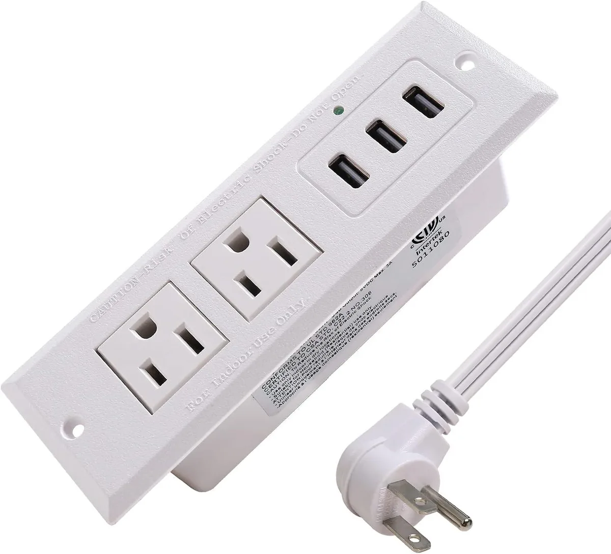 BFKK BFKK Desk Power Strip 2 AC 3 USB 15W White video accessory — product photo