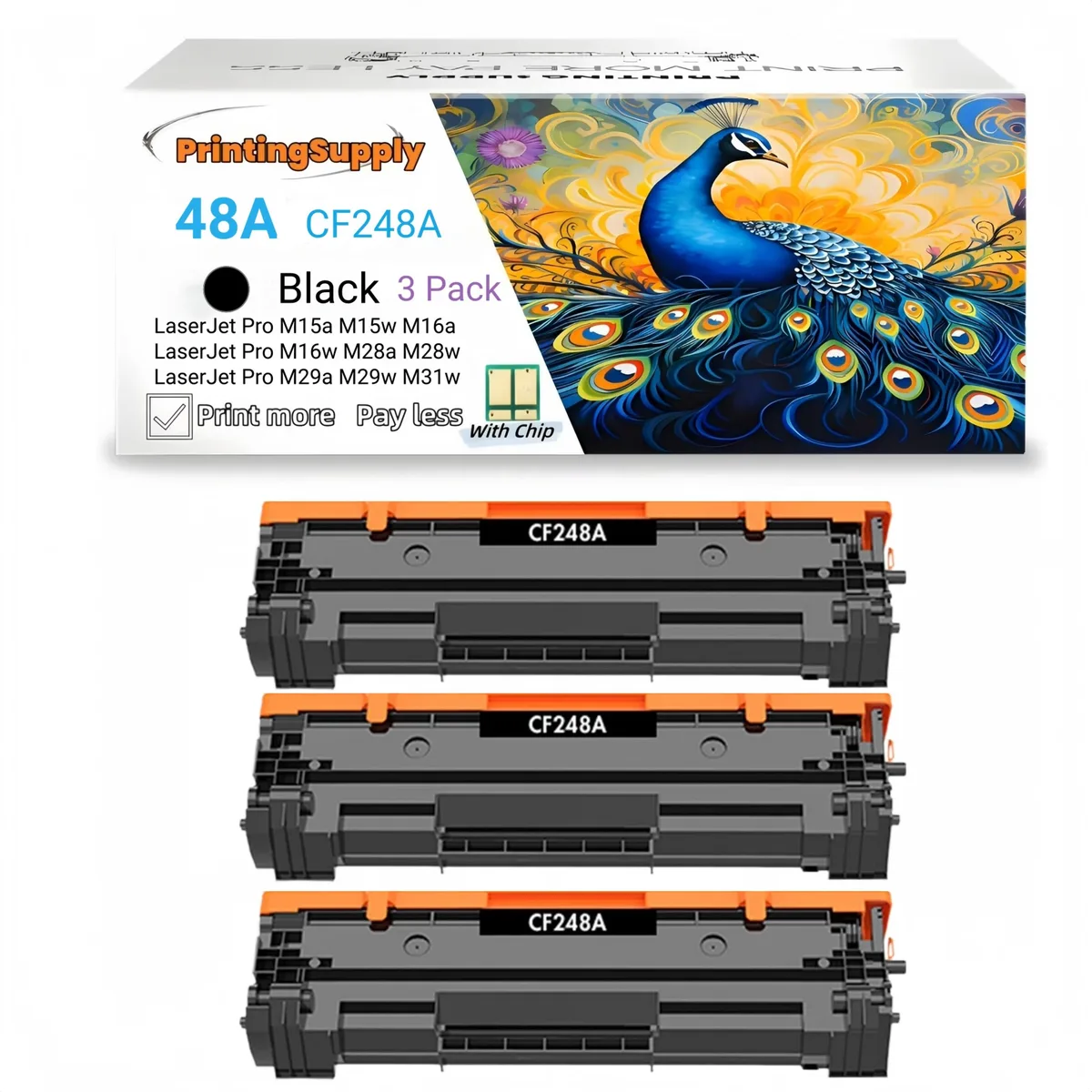 Aster Graphics Inc Aster Graphics Inc 48A CF248A Black Toner Cartridge 1,000 Pages 3 Pack — product photo