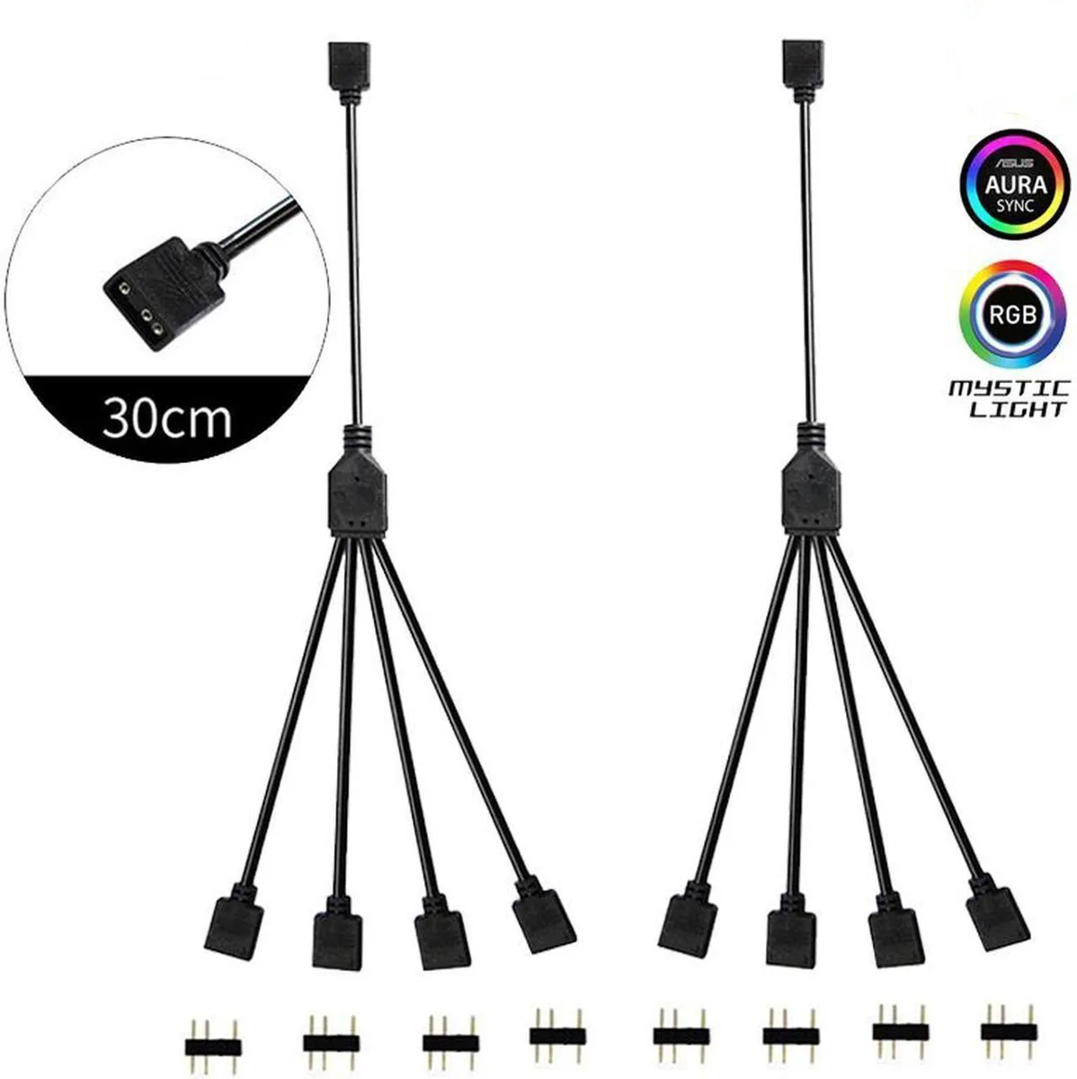 Vszerda Vszerda 5V 3-pin RGB 4-way splitter cable 2-pack 1ft — product photo