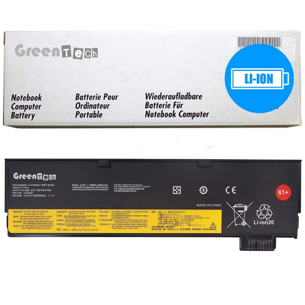 GreenTechLLC GreenTechLLC 4X50M08811 44WHR 10.8V 6-cell laptop battery for ThinkPad T470 T480 T570 T580 P51s P52s — product photo