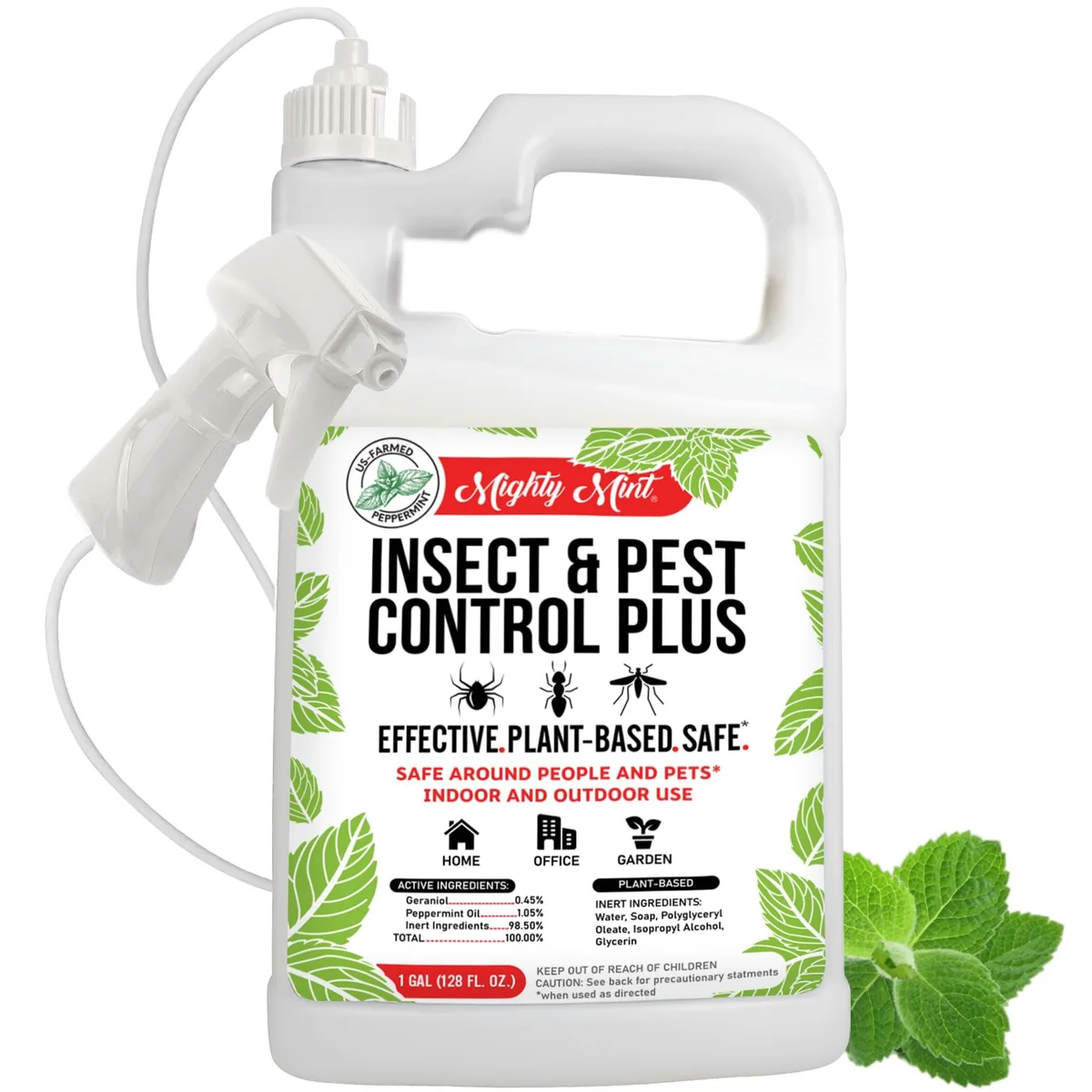 White 128 oz spray bottle with trigger and label