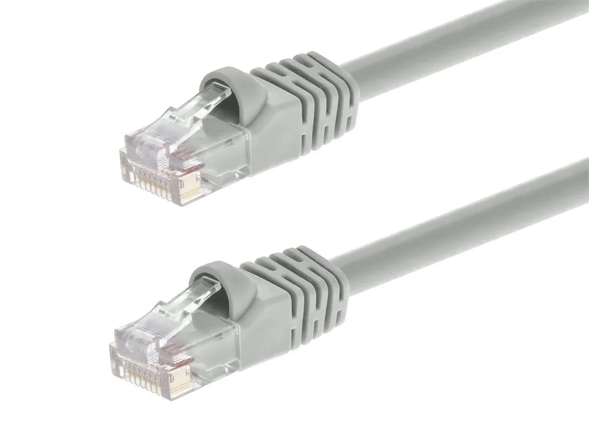 Gray Cat5e Ethernet patch cable, 7 ft, RJ45 connectors, snagless boots