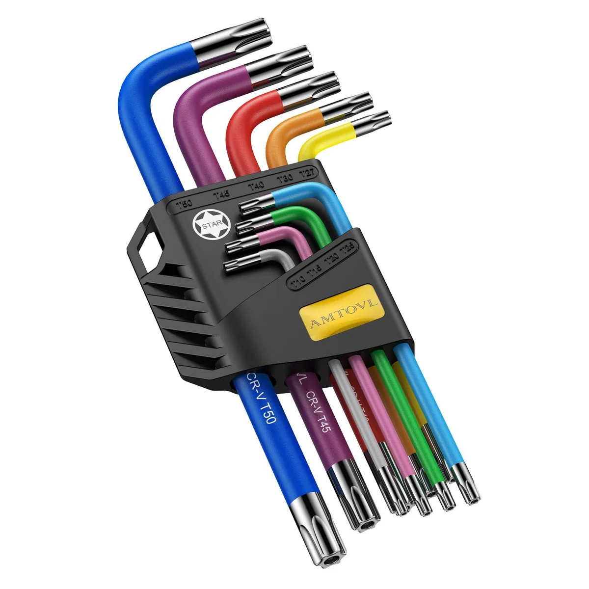 AMTOVL Torx Key Set 9PCS T10-T50 Color-Coded 16.3cm — product photo