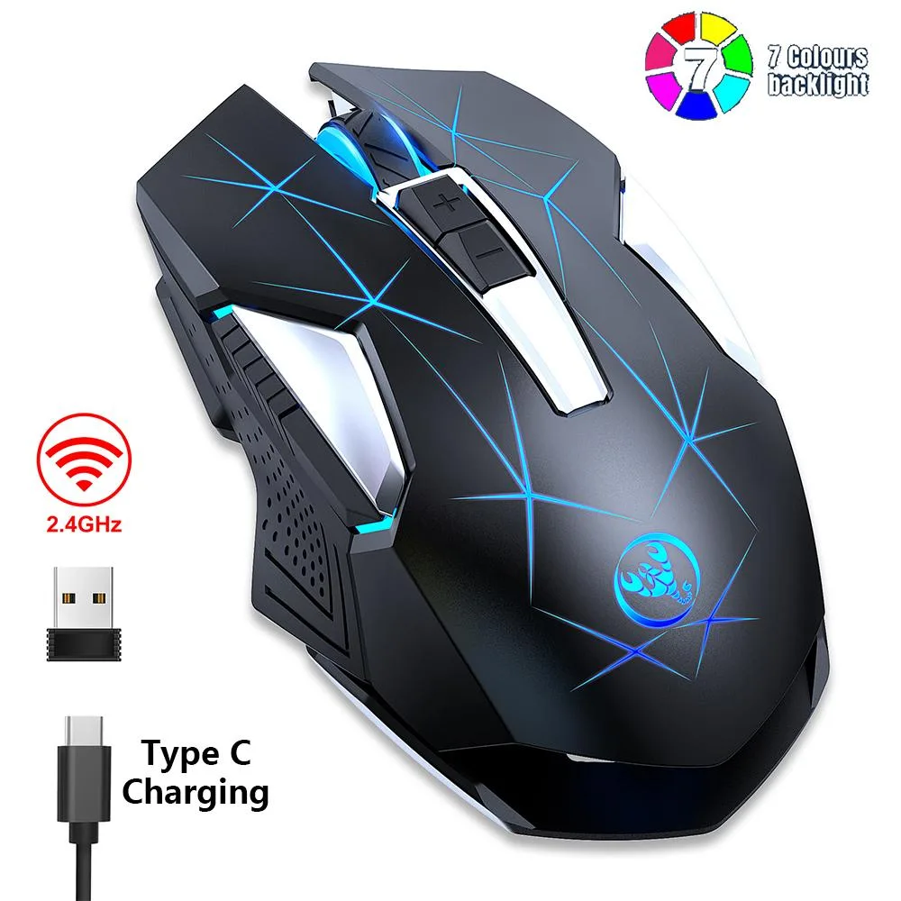 AUTYUE AUTYUE 2.4G RF Wireless Gaming Mouse 600mAh 7 Buttons 2400 DPI Black — product photo