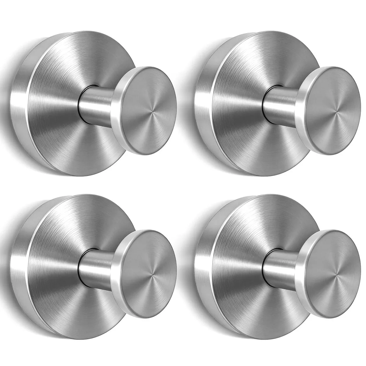Four stainless steel suction cup hooks with twist-lock bases