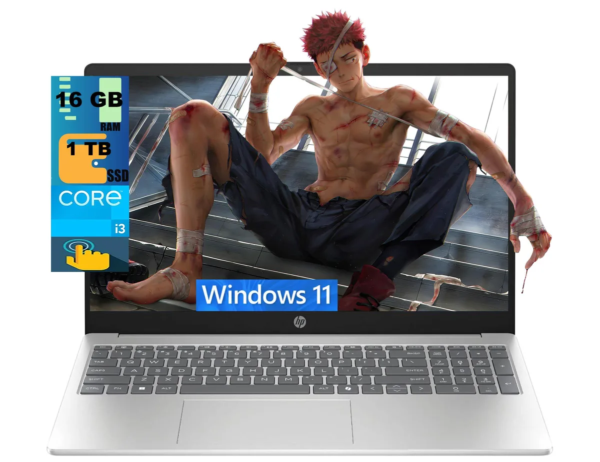HP HP 15 laptop i3-1315U 16GB 1TB SSD 15.6 HD Touchscreen Silver — product photo