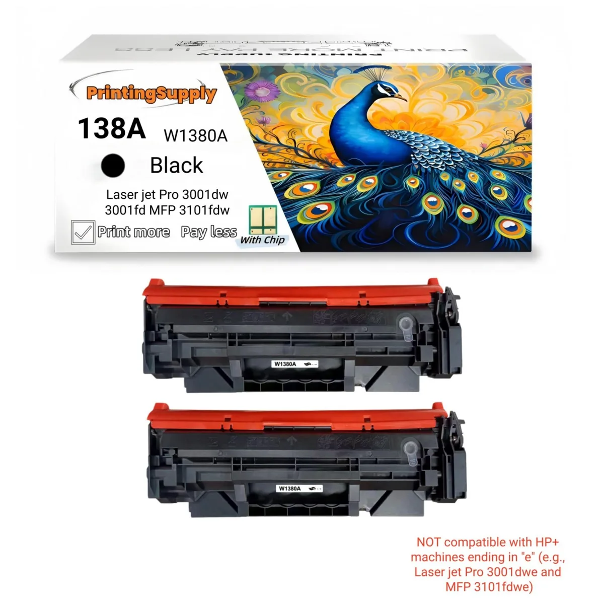 Aster Graphics Inc Aster Graphics Inc 138A W1380A Black Toner Cartridge 2 Pack 1500 Pages — product photo