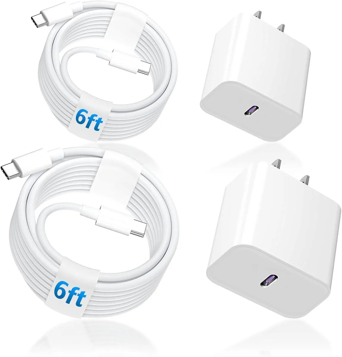 Luisport Luisport USB-C Cable 2-Pack 6ft 20W PD 3.0 White accessory — product photo