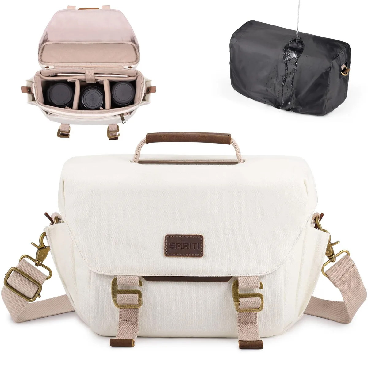 SMRITI Smrca White Canvas Camera Bag 11.8x4.33x7.48 in — product photo