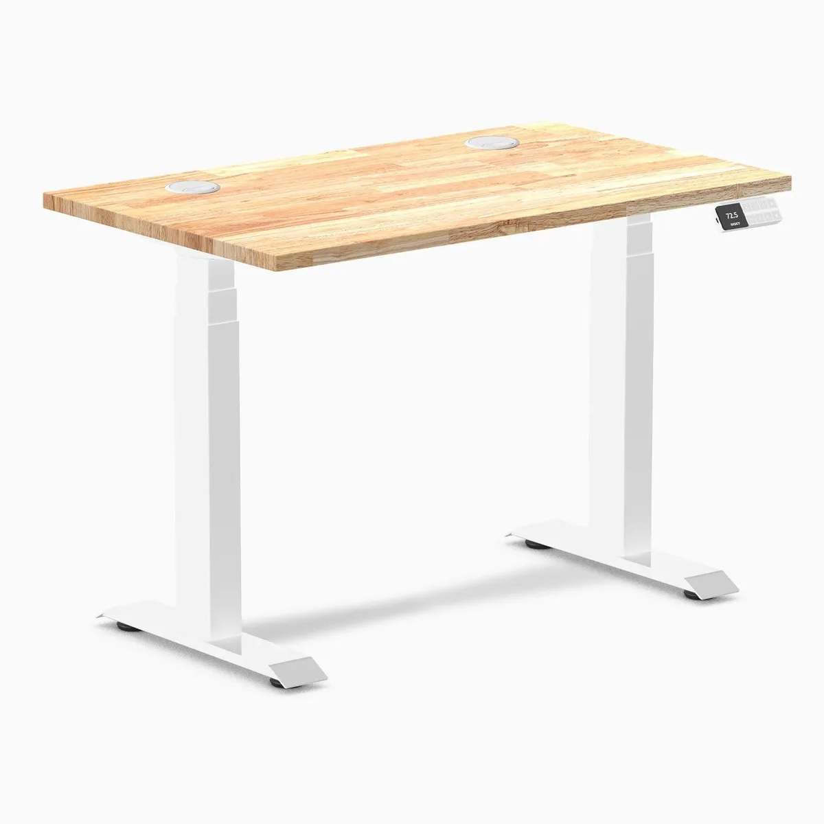 Desky Desky Dual Mini Rubberwood Sit Stand Desk Natural 40 x 24 in White Frame — product photo