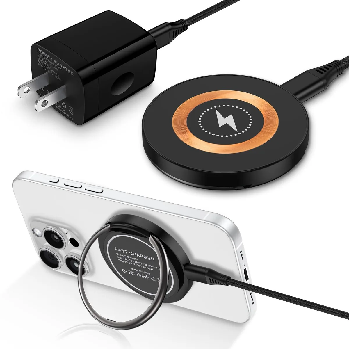 No Sew No Sew 15W Magnetic Wireless Charger &amp; 20W USB-C Block Black — product photo