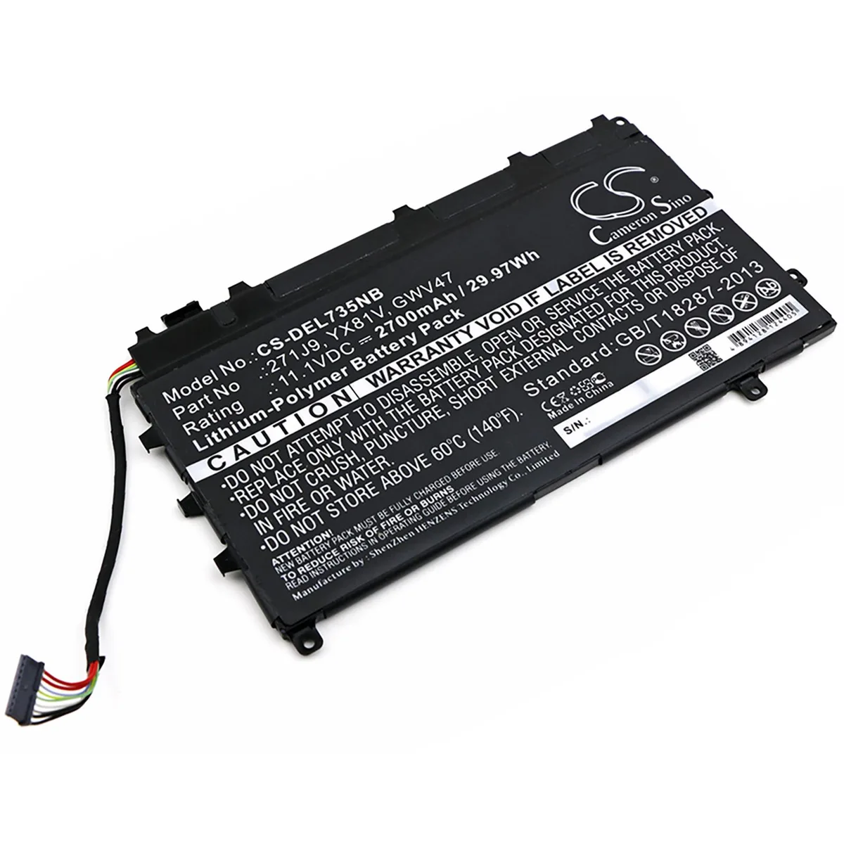 Cameron &amp; Co Cameron &amp; Co DS-CS-DEL735NB laptop battery 11.1V 2700mAh 29.97Wh Li-Polymer black — product photo