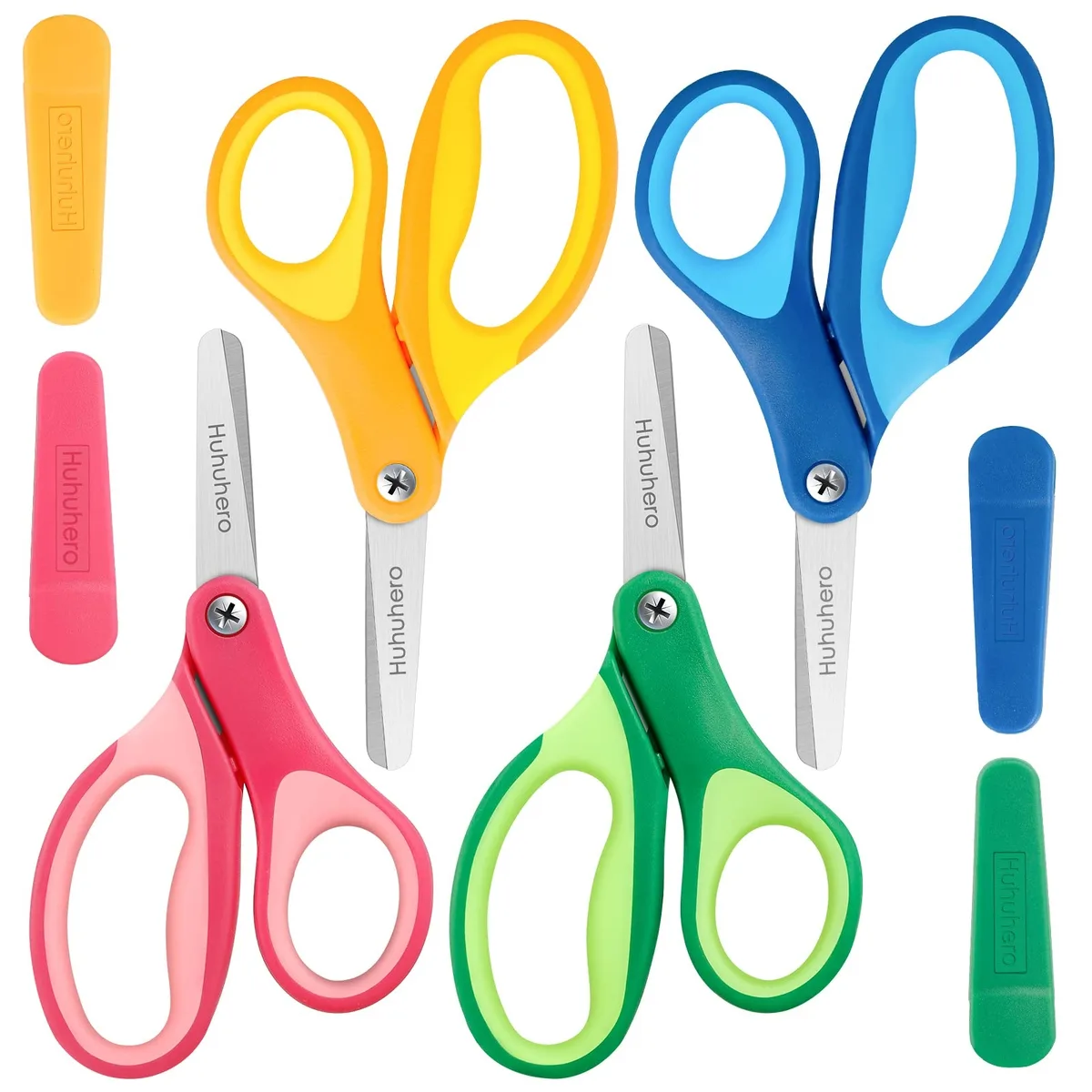  Huhuhero F663085 5" Kids Scissors 4-Pack Blunt Tip Stainless Steel — product photo