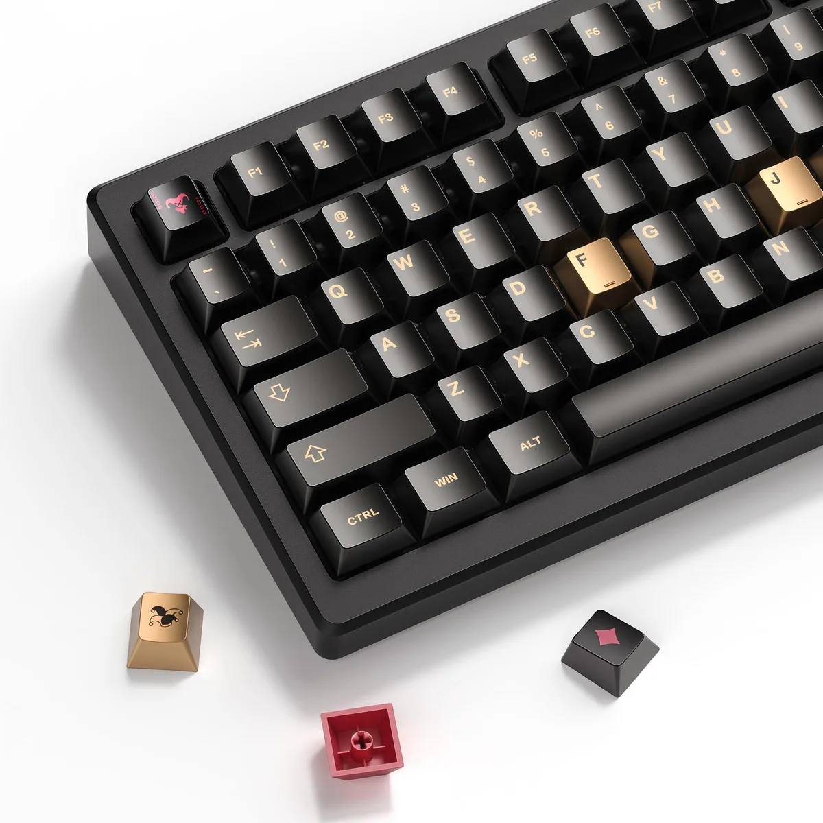 Womier Womier 112-key Cherry Profile PBT Keycap Set Black Poker Metal Coating — product photo