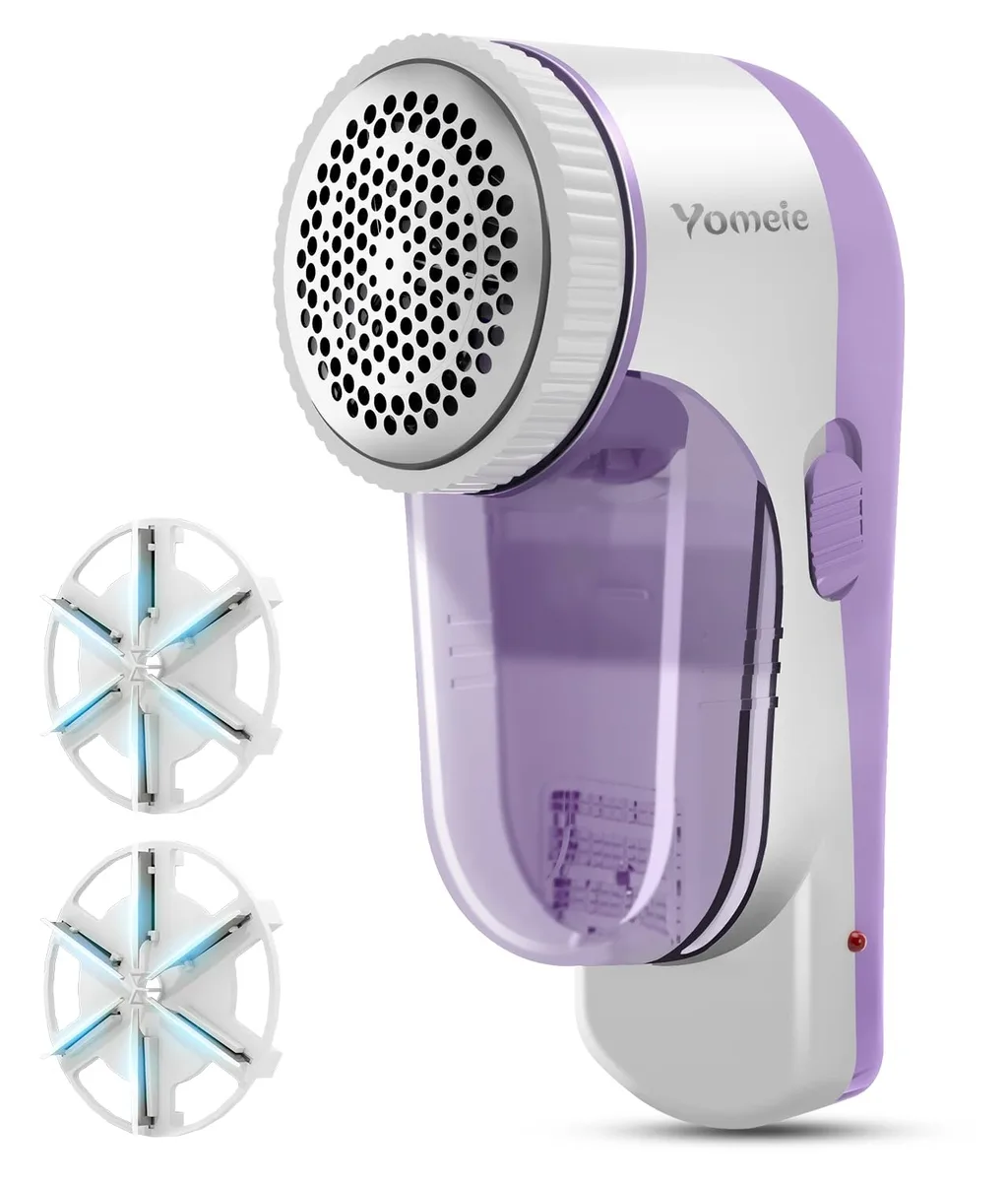 Purple fabric shaver with six-blade head and USB-C port
