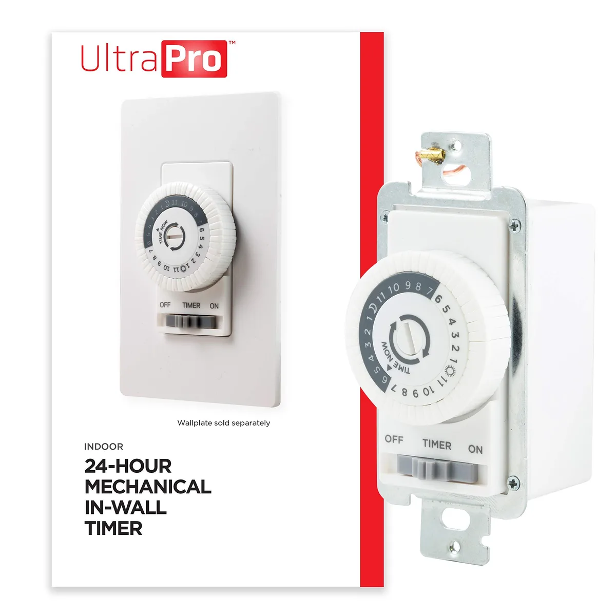 UltraPro 24-Hour Mechanical In-Wall Timer Switch, White — product photo
