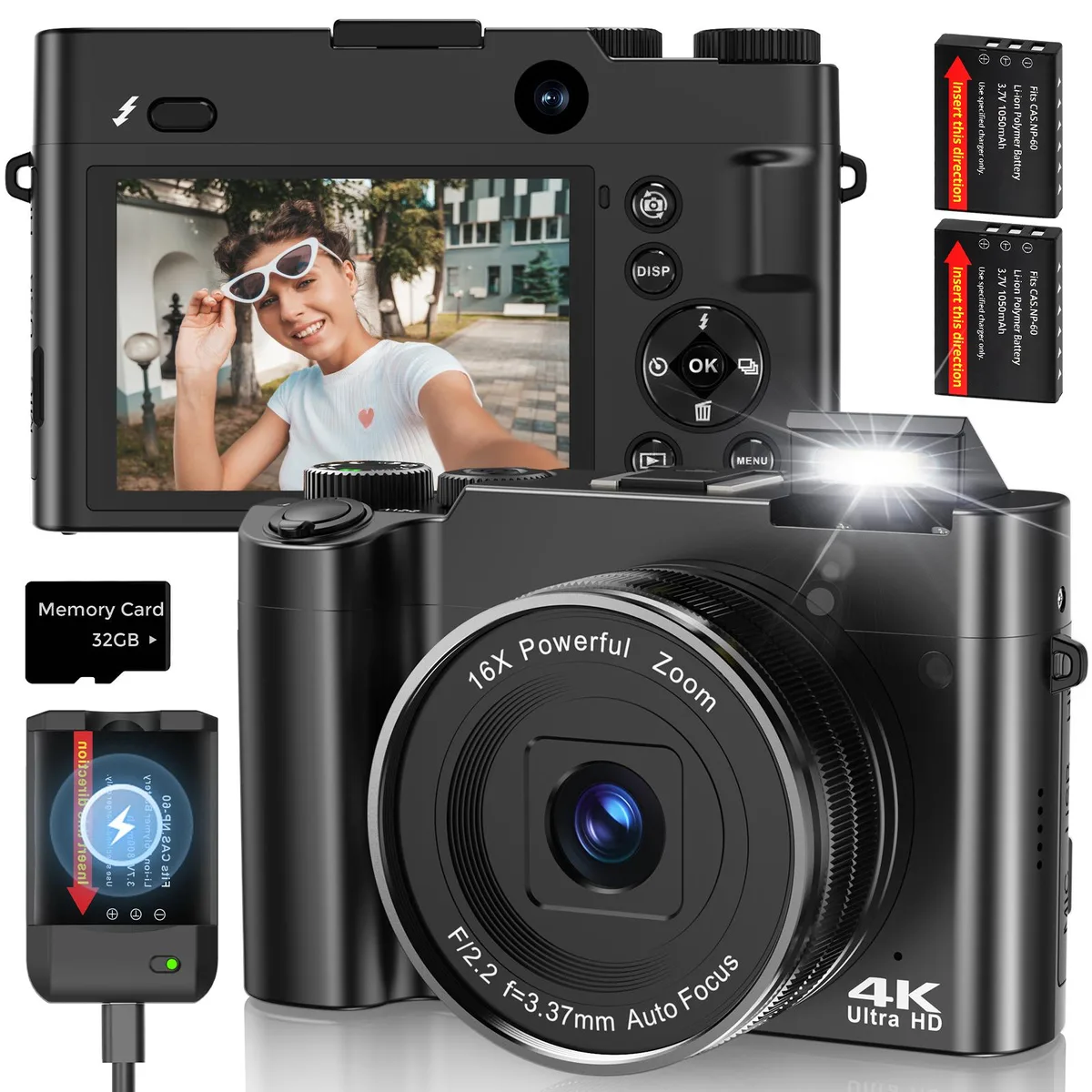 TEFTYMON TEFTYMON 64MP 4K Dual Lens Vlogging Camera Kit 32GB SD 16x Zoom — product photo