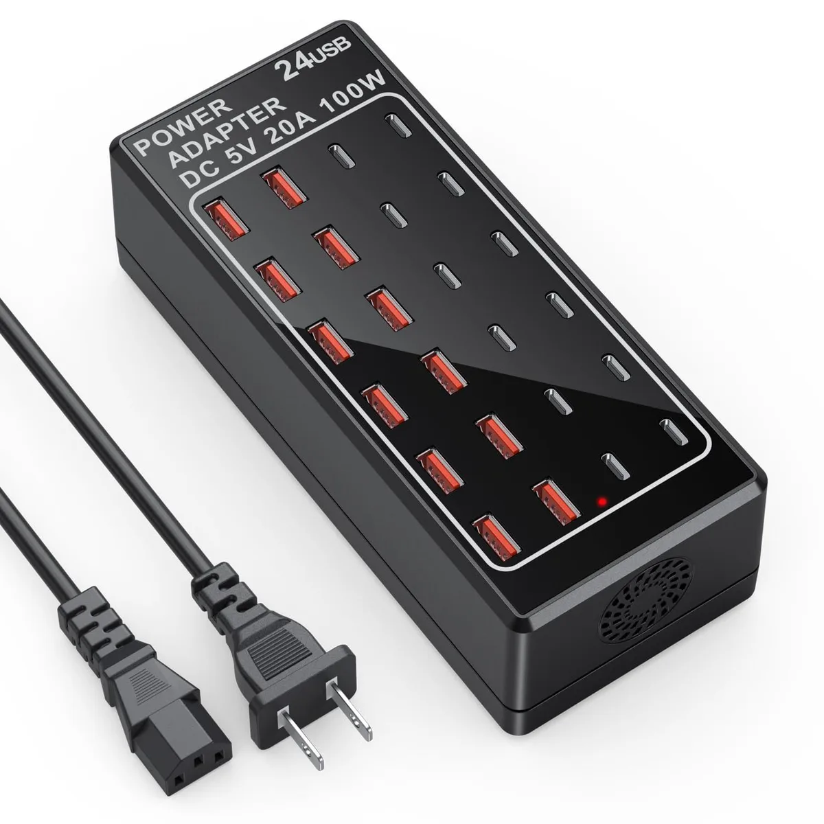 KEHIPI KEHIPI XLD-838 100W 24-port USB charger 12 USB-A 12 USB-C black — product photo