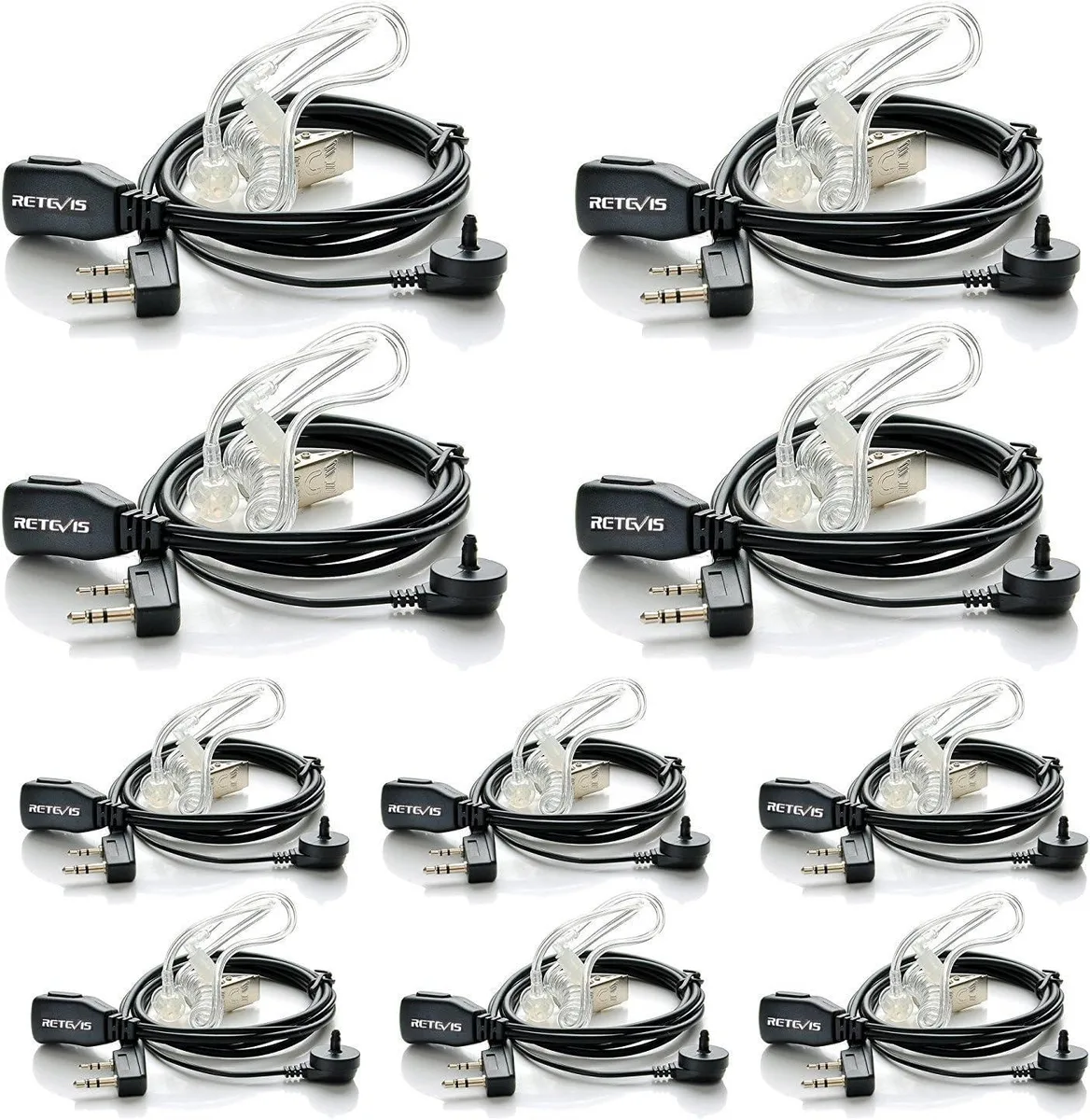 usbroway usbroway Case of 10 Kenwood 2-Pin Acoustic Tube Earpiece with Mic — product photo