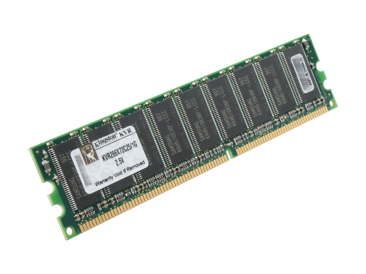 Kingston Technology Corp. Kingston Technology Corp. KVR266X72C25/1G 1GB DDR 266 ECC Unbuffered server RAM — product photo