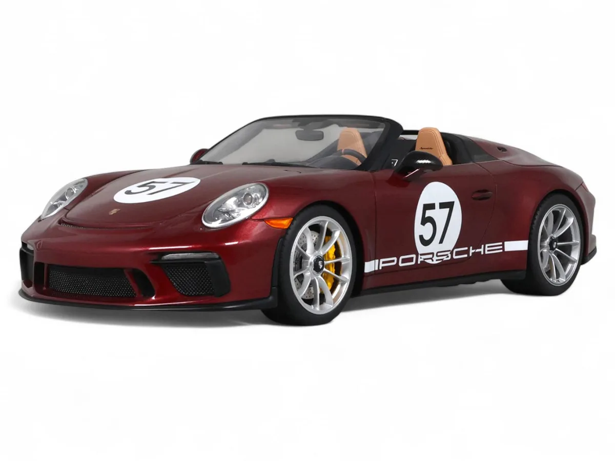 GT Spirit GT Spirit 2019 Porsche 911 (991.2) Speedster #57 Heritage Edition Cherry Red Metallic 1/18 hobby collectible — product photo
