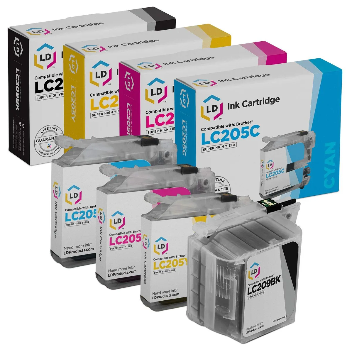 LD Products LD Products Compatible Ink Cartridges for Brother LC209/LC205 Super High Yield 4-Pack 2400 Pages — product photo