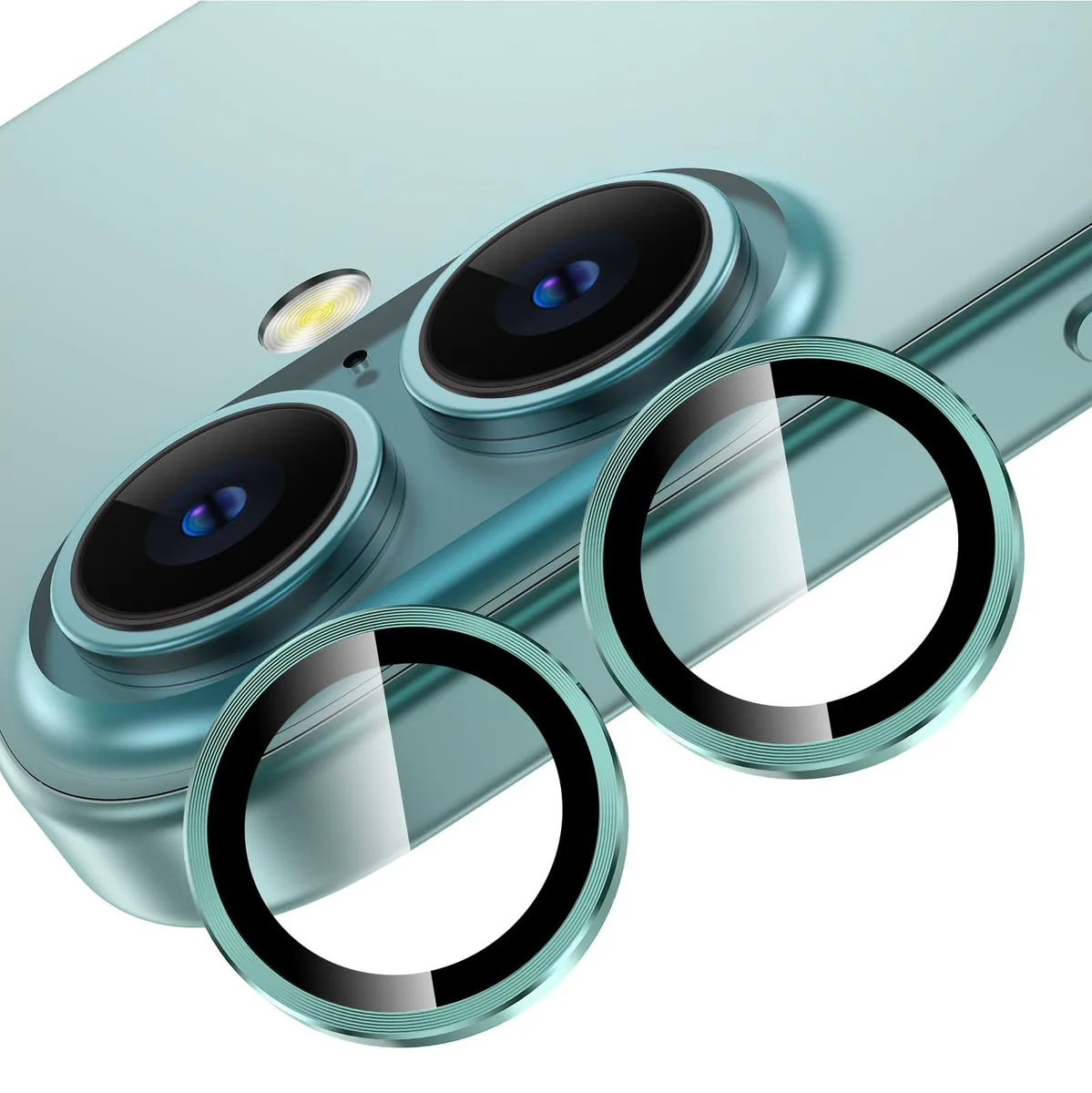 YWXTW iPhone 16 / 16 Plus Camera Lens Protector Teal — product photo