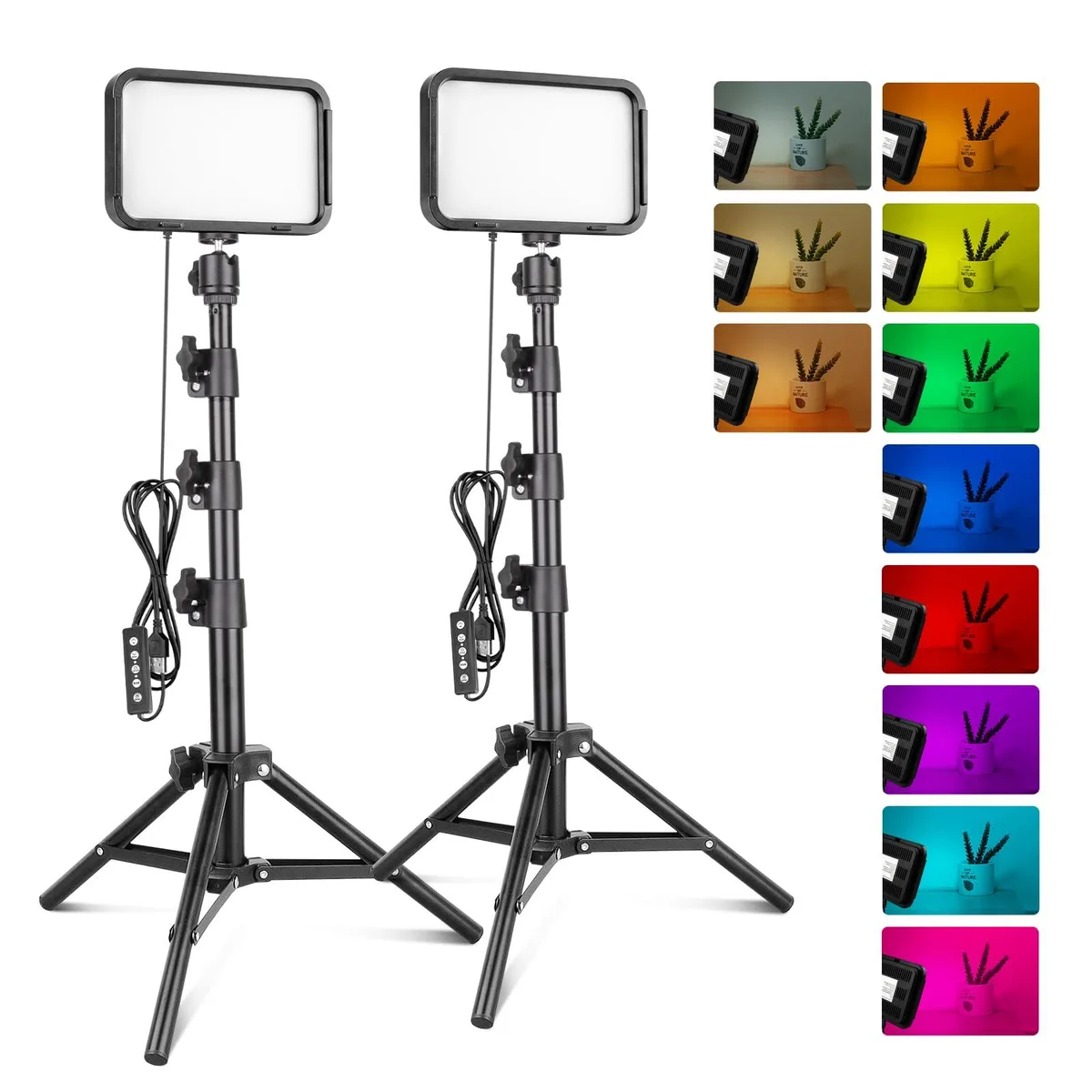  Torjim TJ-RGB-2 pack 2-Pack RGB LED Panel Light Kit with Tripod Stand — product photo