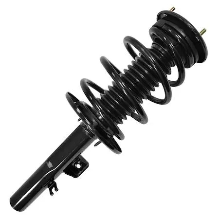 Unity 11022 front right complete strut assembly, silver metal spring and damper with black mount
