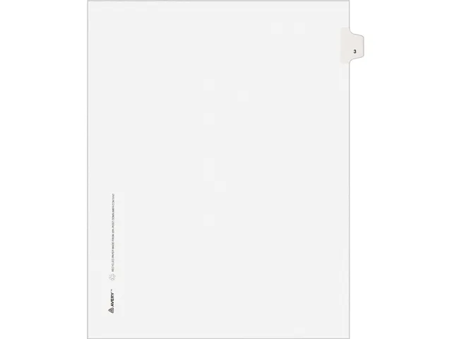 Avery Avery 11913 Legal Side Tab Divider Title 3 Letter White 25 Pack — product photo