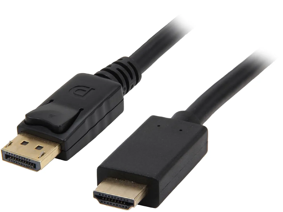 Two black DisplayPort-to-HDMI cables, 3 ft each, gold-plated connectors