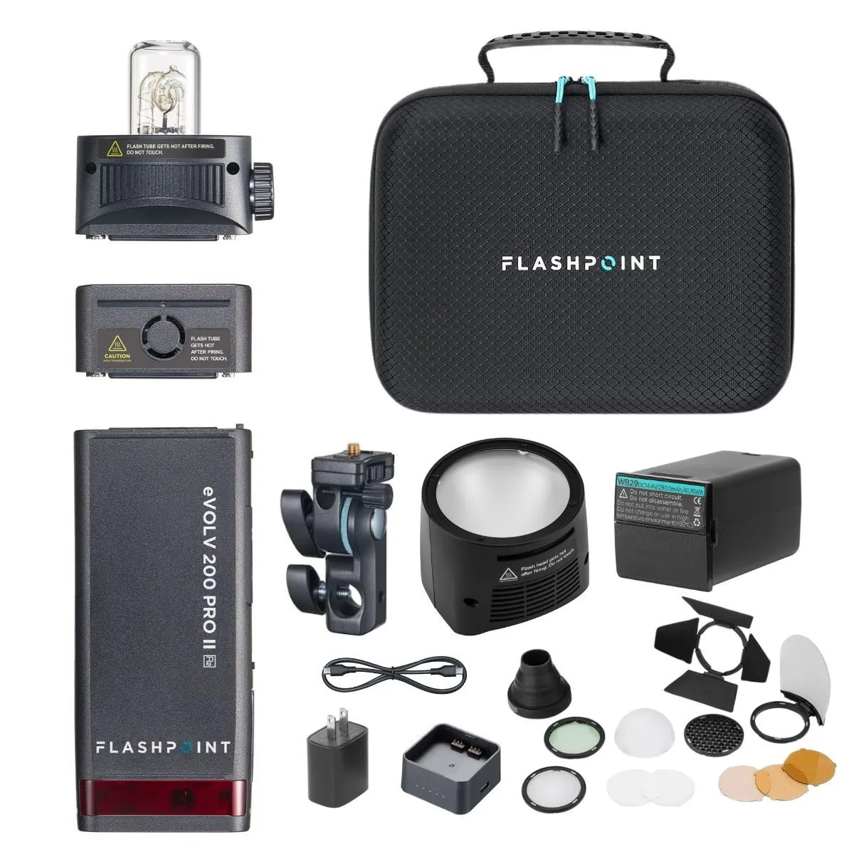 Flashpoint Brand Flashpoint eVOLV 200 Pro II TTL Pocket Flash Round Head Pro Kit studio — product photo