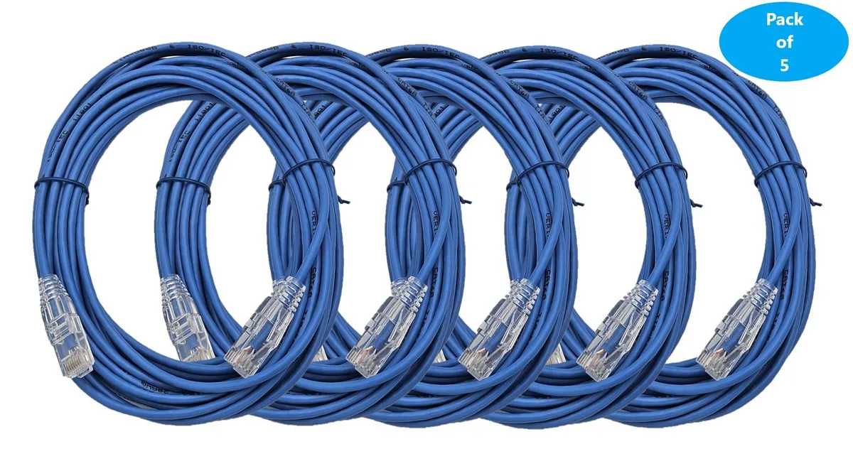 Micro Connectors Micro Connectors Cat 6A Ultra Slim 28AWG 25 ft Blue — product photo