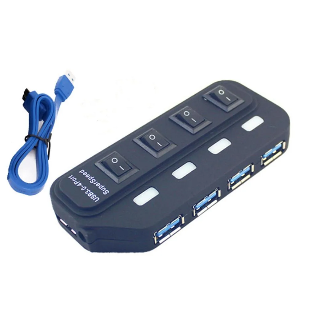 Yoetaun Yoetaun 4-Port USB 3.0 Hub with Power Switch Black — product photo