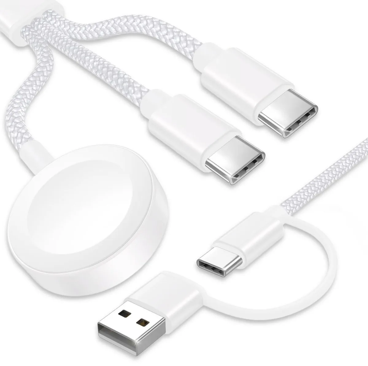  TOP-UP WXC05 3-in-2 USB-C Charging Cable 4FT White — product photo