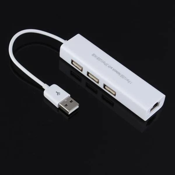 YourBestChoice YourBestChoice USB 2.0 3 Port Hub Ethernet Adapter 10/100Mbps White — product photo