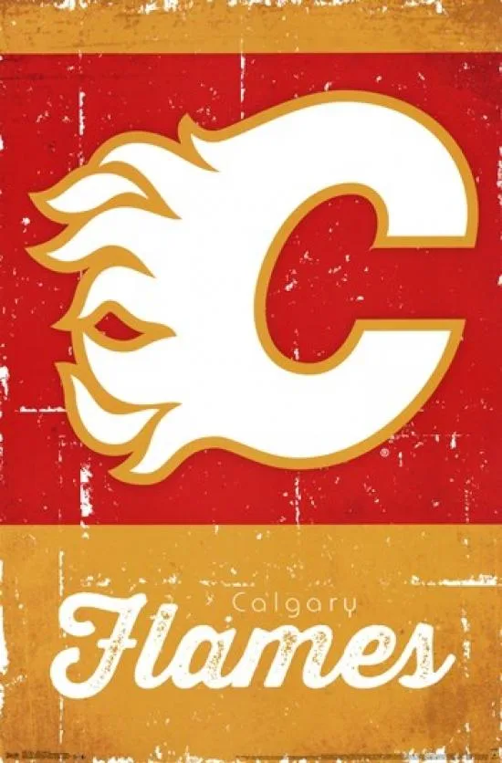 Calgary Flames retro logo 2013 poster print 22 by 34 inches