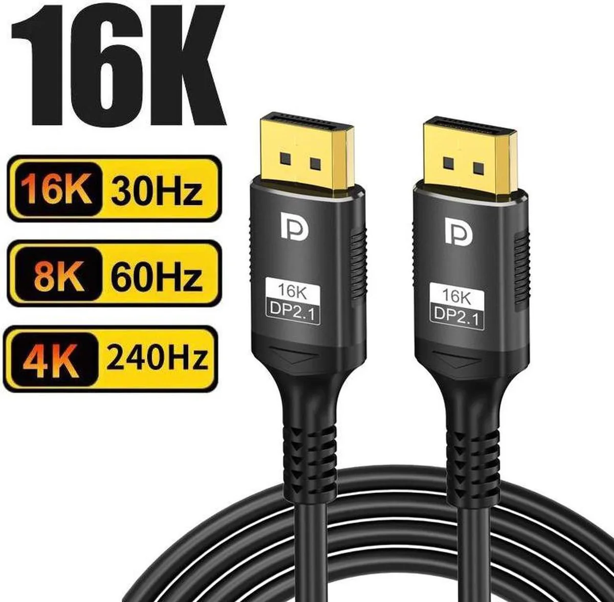 SMUGDESK SMUGDESK DisplayPort 2.1 Cable 6.6ft 80Gbps 16K@30Hz 8K@60Hz 120Hz 4K@240Hz 144Hz HDCP DSC 1.2a — product photo