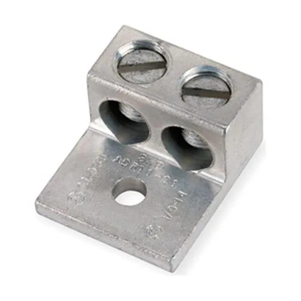 Aluminum mechanical connector lug with slotted head and two conductor ports