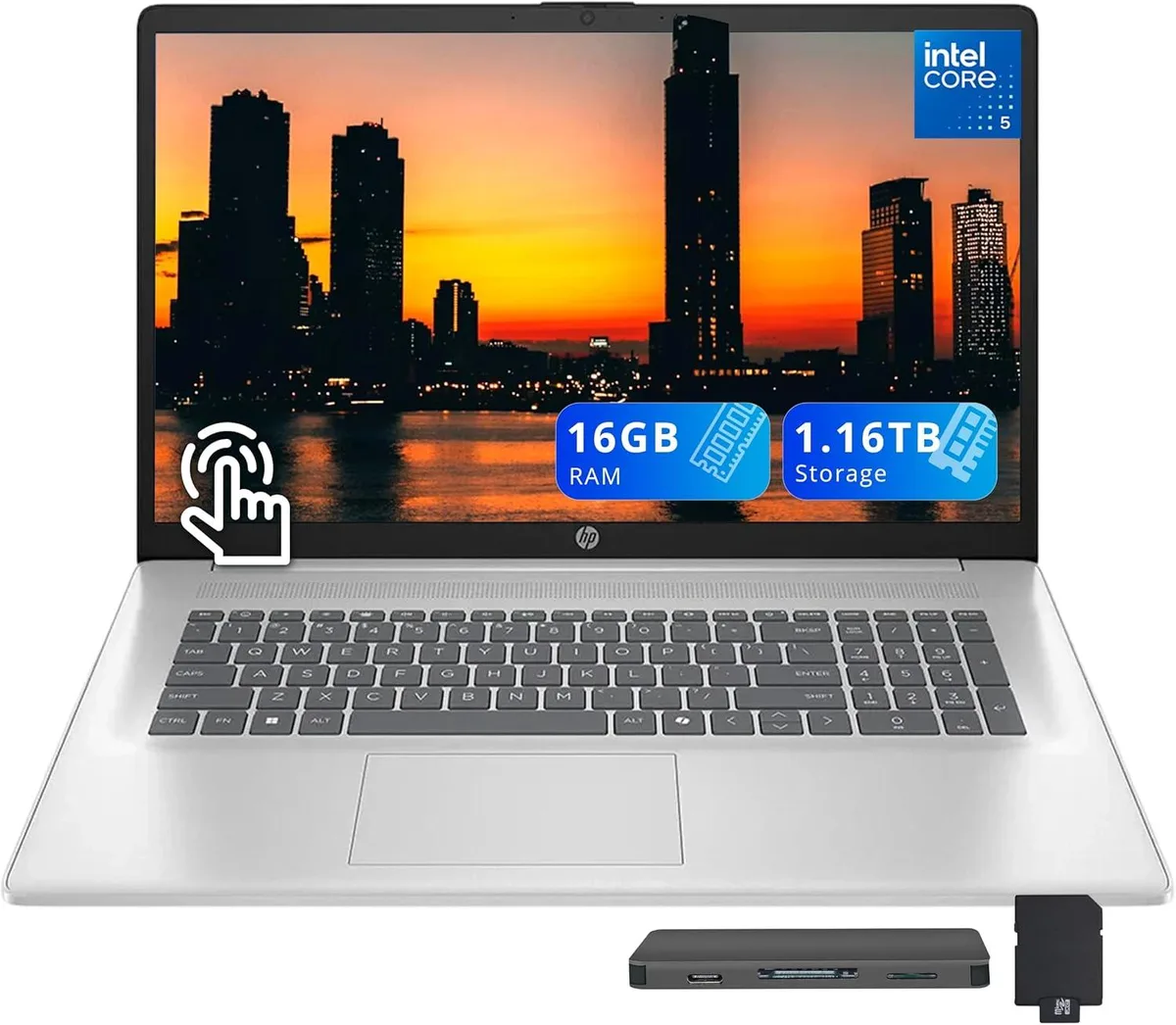 HP HP 17.3" HD+ Touchscreen Business Laptop Intel Core 5 120U 16GB DDR4 1TB SSD 1.16TB Storage Silver — product photo