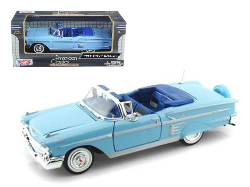 MOTORMAX MOTORMAX 1958 Chevrolet Impala Convertible Blue 1/24 Diecast Model Car — product photo