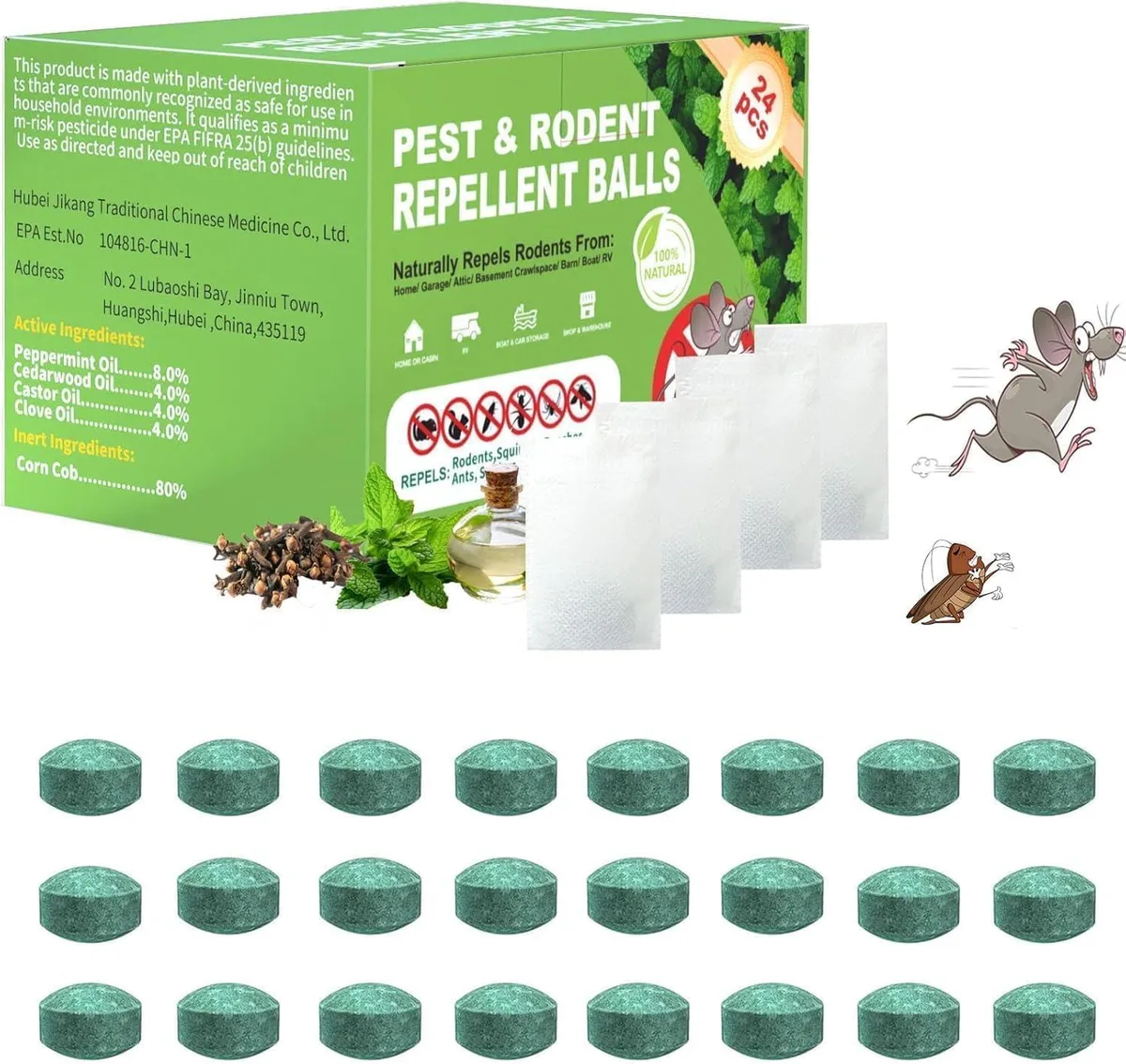 Twenty-four peppermint-scented deterrent balls in breathable pouches